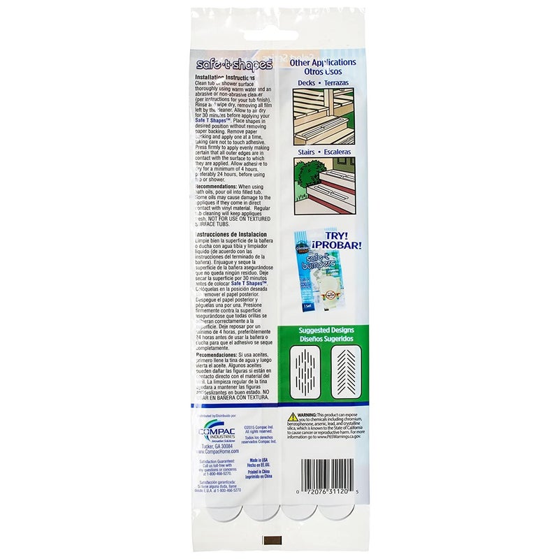 COMPAC HOME Select Safe-T-Strips, Functional Bath Appliques for Tubs & Showers, Bath Stickers Non-Slip Keep Children, Elderly Safe From Slipping, 20 Count, White (31120) - Image 2